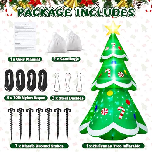 15FT Christmas Inflatables, Giant Inflatable Santa Claus Holding Gift Bags, Blow Up Christmas Santa Claus with 8pcs LED