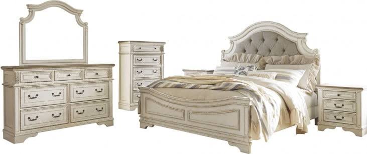 White Realyn California King Upholstered Panel Bed