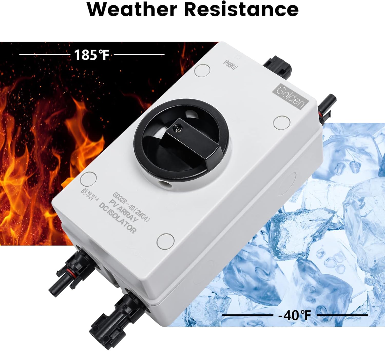 Solar Combiner Box 32A 1000V PV DC Isolator Switch with Solar Connector for Solar Power System RV, Boats, and Off/On-Grid Solar System