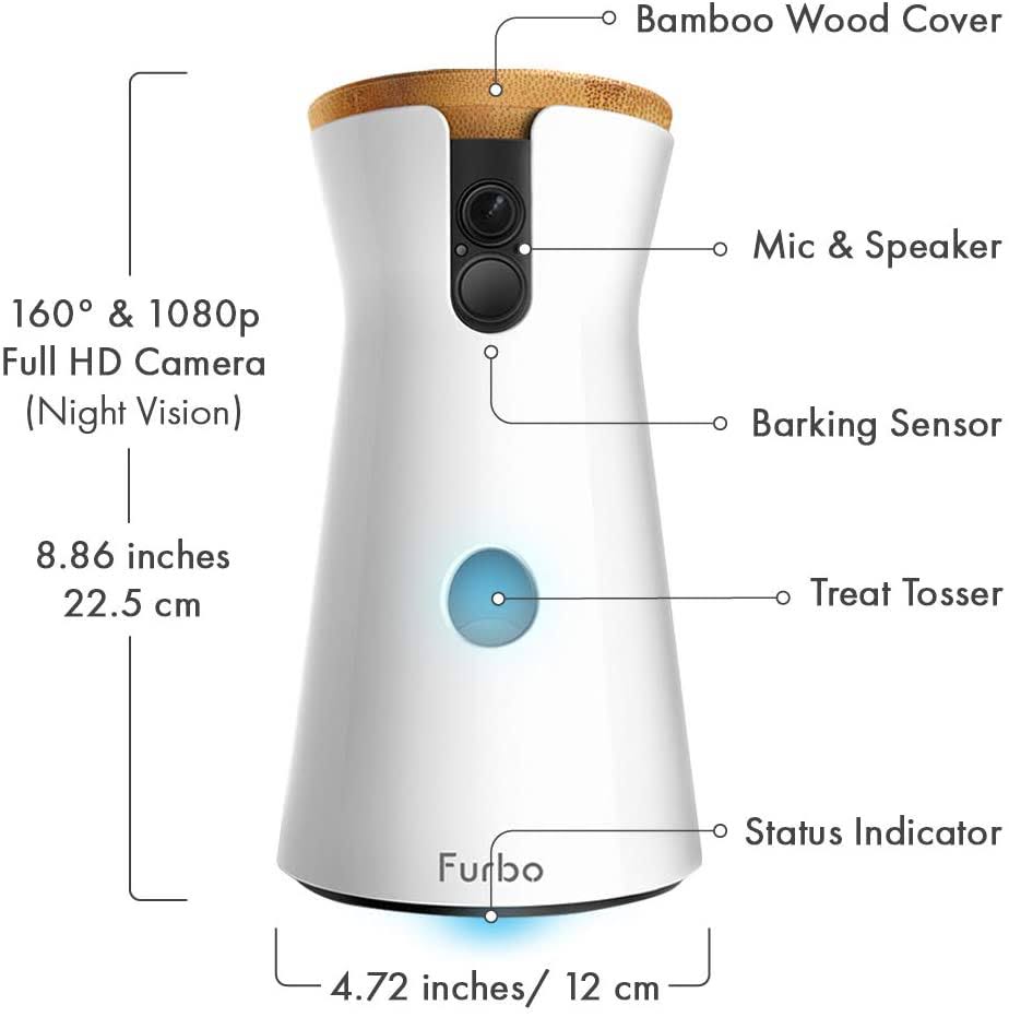 Furbo Dog Camera: Treat Tossing Full HD WiFi Pet Camera and 2-Way Audio Designed for Dogs Compatible with Alexa (As Seen on Elle