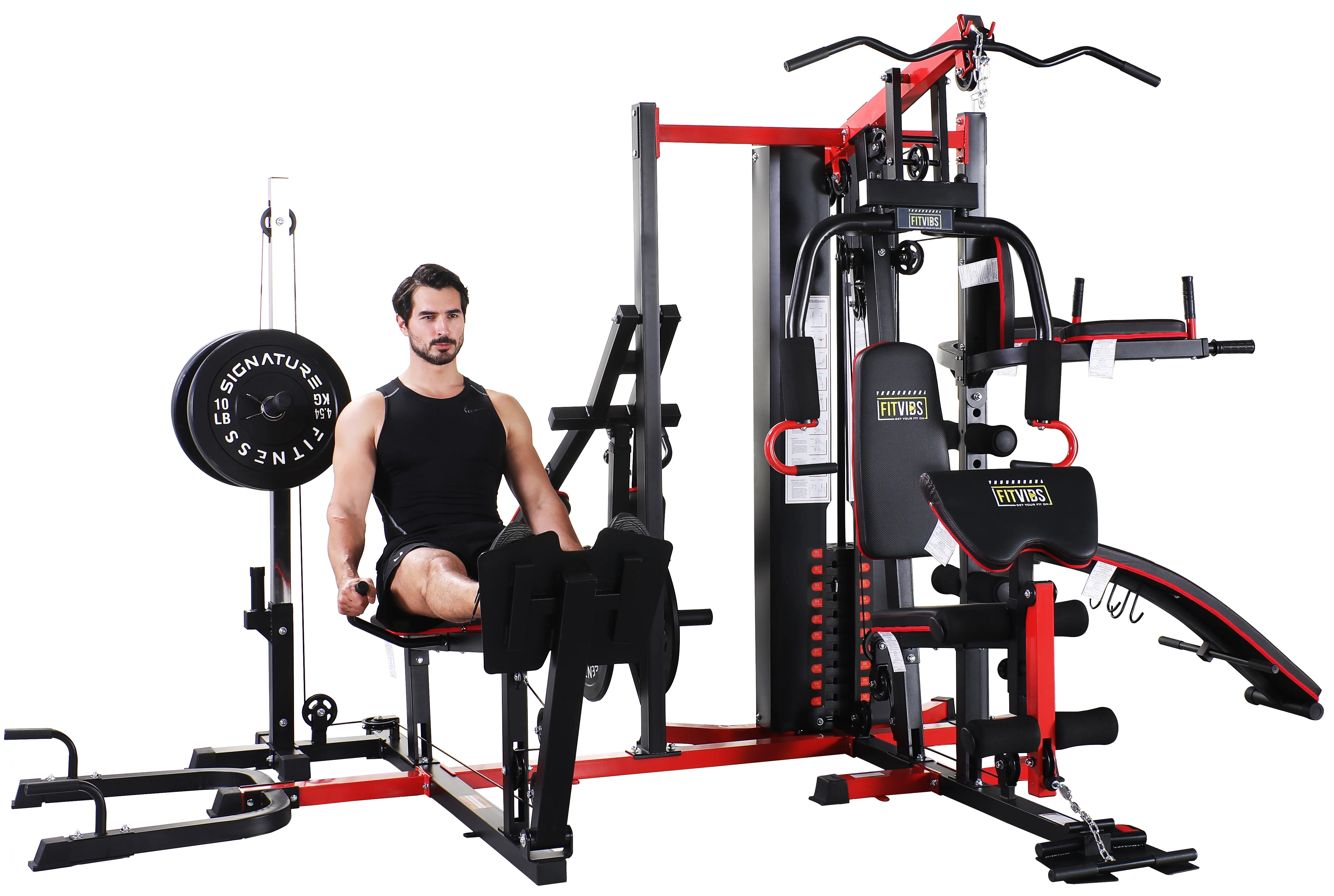 Fitvids LX750 Home Gym System Workout Station with 330 Lbs of Resistance, 122.5 Lbs Weight Stack, One Station