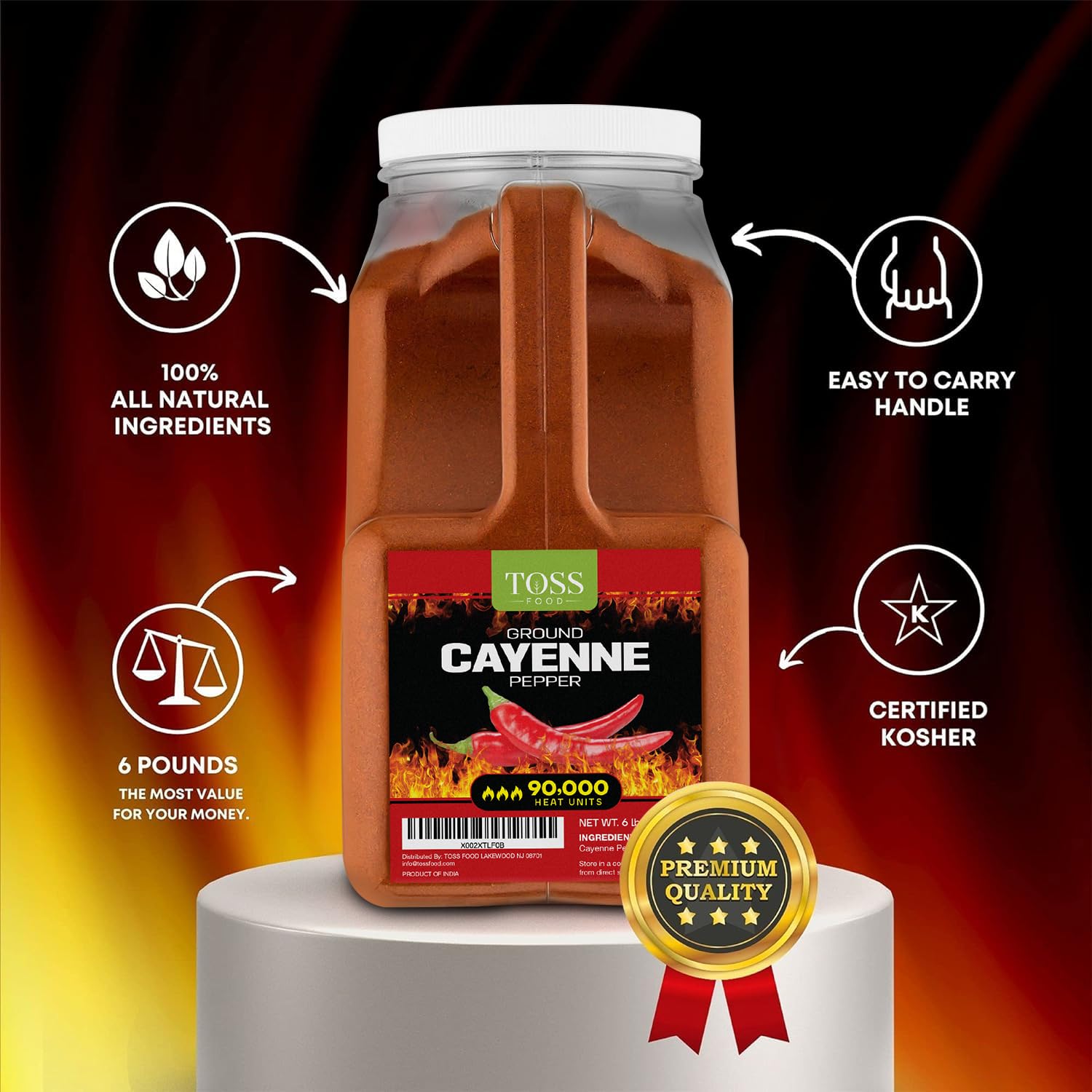 Extreme Hot Cayenne Pepper Powder Bulk 90,000 Heat Units 6 LB, Ground Cayenne Powder Hot Pepper Powder