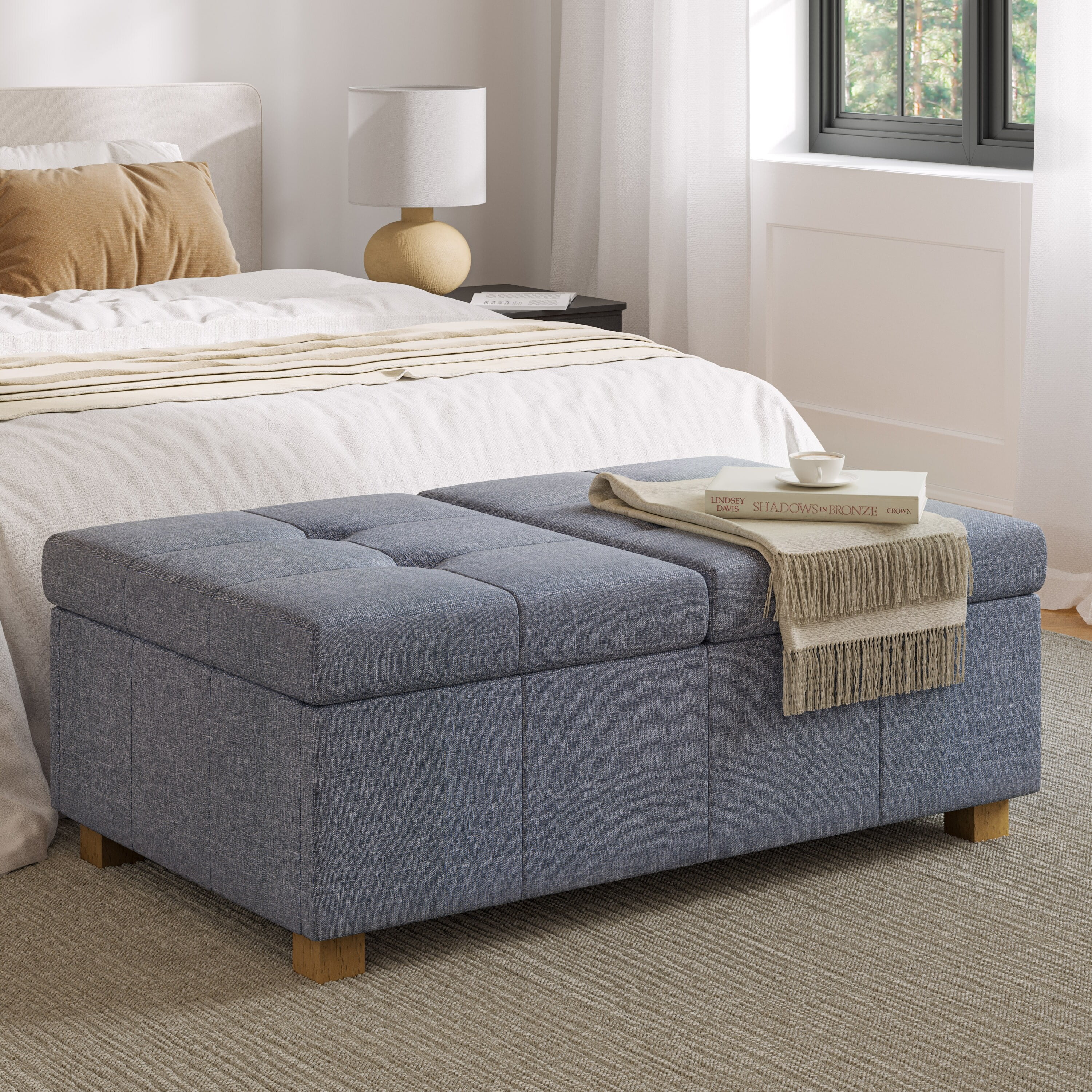 CorLiving Double Storage Ottoman Bench