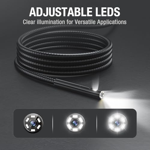 Teslong Inspection Camera, Dual Lens Borescope Camera with Light, NTS300 5" IPS Industrial Endoscope