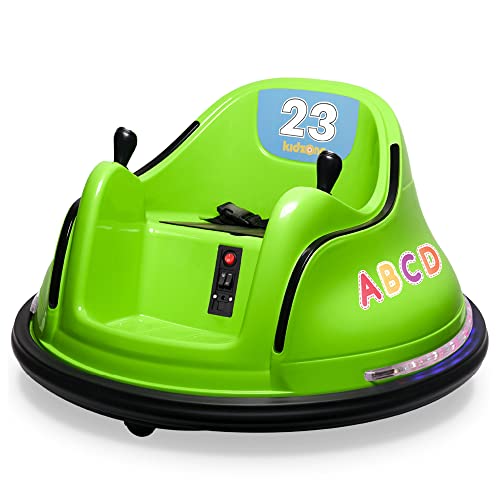 Kidzone 12V 2-Speeds Electric Ride On Bumper Car for Kids & Toddlers 1.5-6 Years Old, DIY Sticker Baby Bumping Toy Gifts W/Remote Control, LED Lights