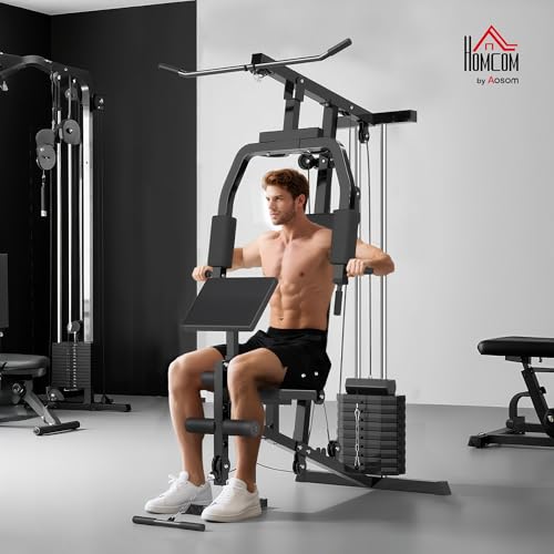Soozier Multifunction Home Gym System, Workout Station with 99Lbs Weight Stack, for Full Body Exercise
