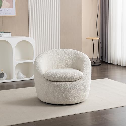 360 Swivel Accent Barrel Chair with Storage Ottoman & Headrest