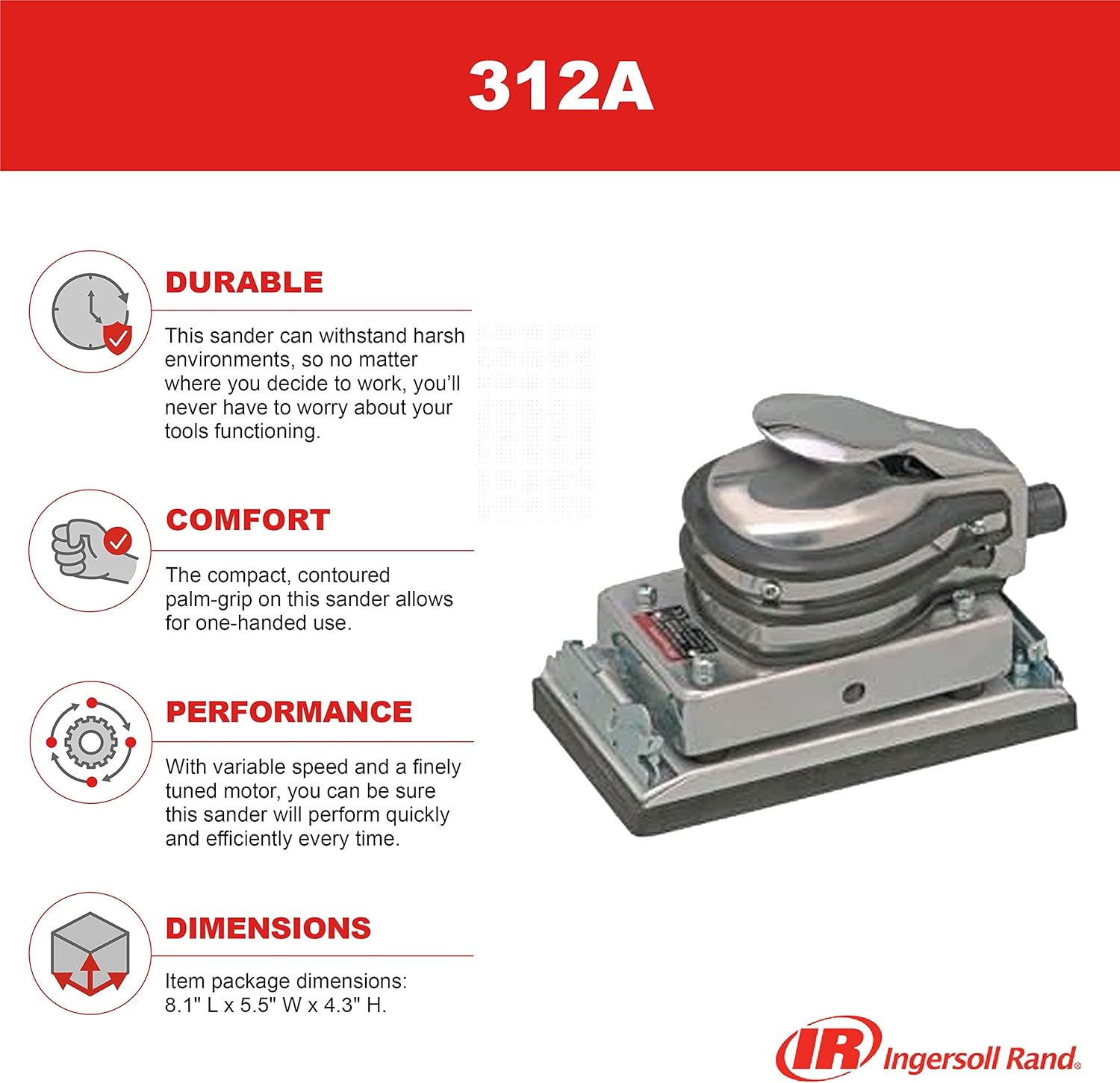Ingersoll-Rand 312A Heavy Duty 7-Inch Orbital Pneumatic Sander