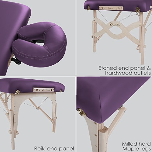 EARTHLITE Portable Massage Table Package AVALON – Reiki Endplate, Premium Flex-Rest Face Cradle & Strata Cushion, Carry Case (30”x73”)