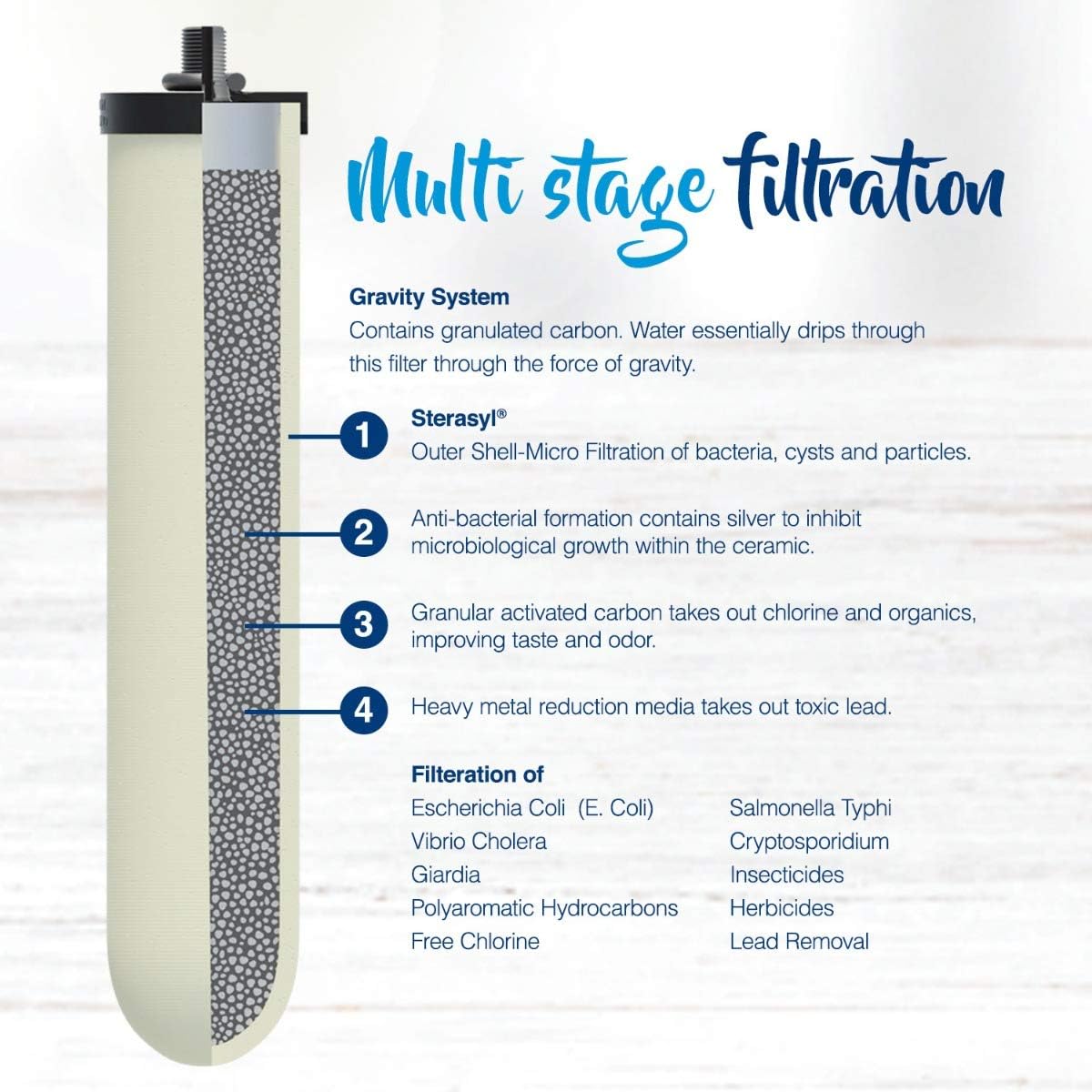 British Berkefeld 2.24 Gallon Gravity-Fed Water Filter System- Stainless Steel with 2x ATC Super Sterasyl Candle Filters
