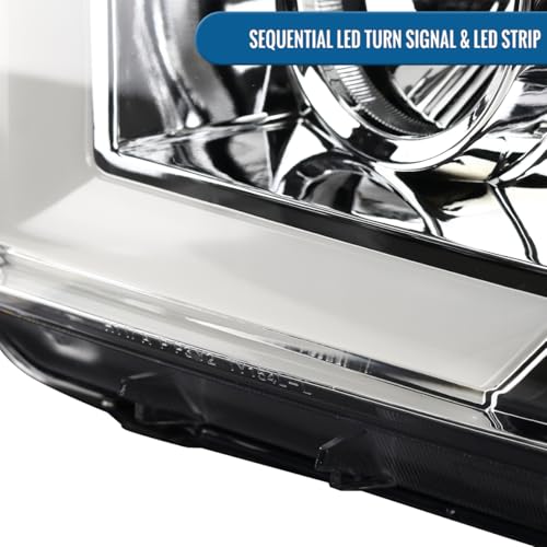 Fits 2007-2017 Toyota Tundra Sequoia Projector Headlights LED Switchback Sequential Turn Signals Replacement Assembly Pair | Black