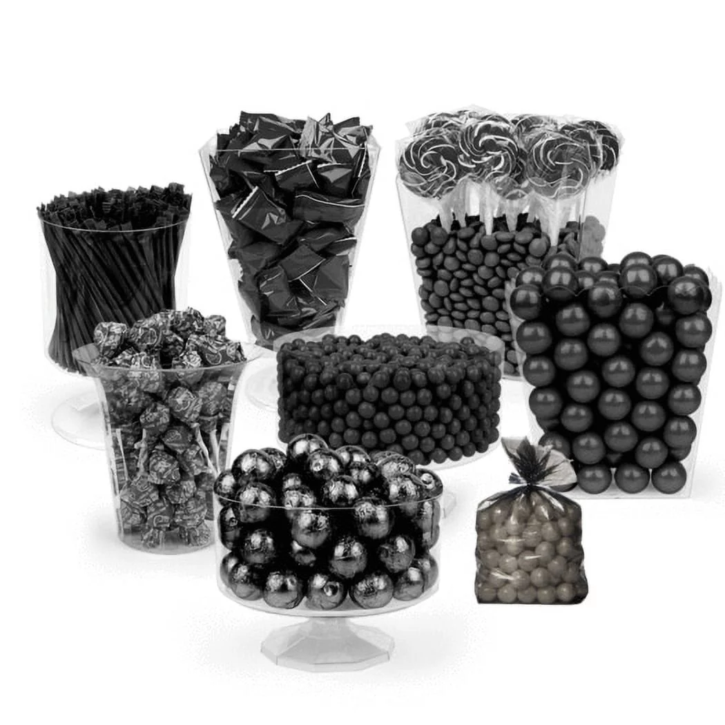Black Candy Buffet - (Approx 14lbs) Includes Hershey's Kisses, Sixlets, Gumballs, Dum Dum Lollipops, Buttermints & More