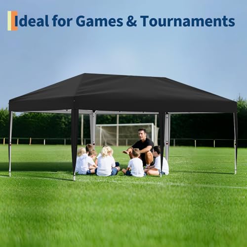 10x20 Pop Up Canopy - Easy Up Camping Tent with One Roller Bag, 3 Adjustable Height, 4 Weight Bags for Deck, Garden, Sports, Beach, Party - White