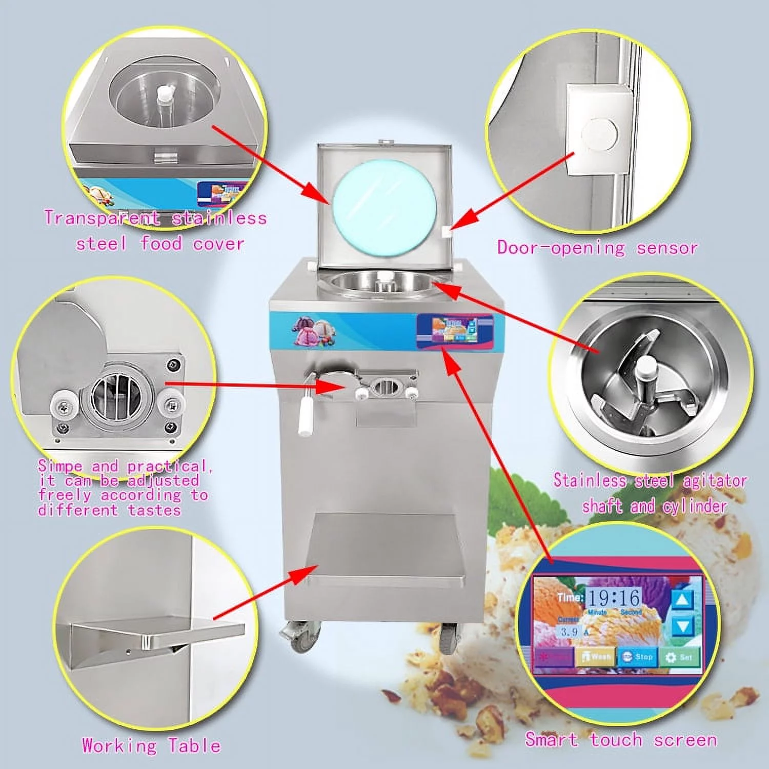 Kolice ETL Commercial Fruit Hard Ice Cream Machine, Gelato Ice Cream Machine,Batch Freezer,Italian Ice Machine