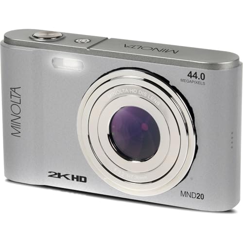 Minolta MND20 44MP Digital Camera &ndash; 2.7K Ultra HD Video, 16X Digital Zoom, Anti-Shake Stabilization, Time Lapse, Face Detection