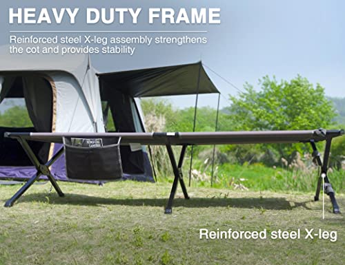 EVER ADVANCED Extra Wide Camping Cot for Adults Oversized XXL Sleeping Cots Folding Cot Bed with Carry Bag, 84.3" L x 41.9" W, Support to 550 lbs