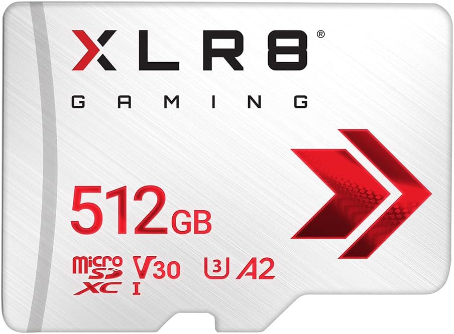 PNY XLR8 512GB Gaming Class 10 U3 V30 microSDXC Flash Memory Card - 100MB/s, Class 10, U3, V30, A2, 4K UHD, Full HD, UHS-I, Micro SD Pack of 2