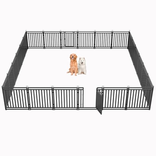 Dog Fence Outdoor Indoor, 40" Inch Height 16 Panels Dog Playpen for Large/Medium/Small Dogs Metal Dog Pen for Yard Camping and RV | Black-Silver
