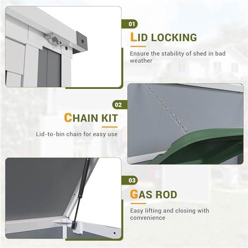 UDPATIO Storage Resin Shed Outdoor 41 Cu.Ft Weatherproof Tool Storage Sheds with Floor Thickened, Gas Spring