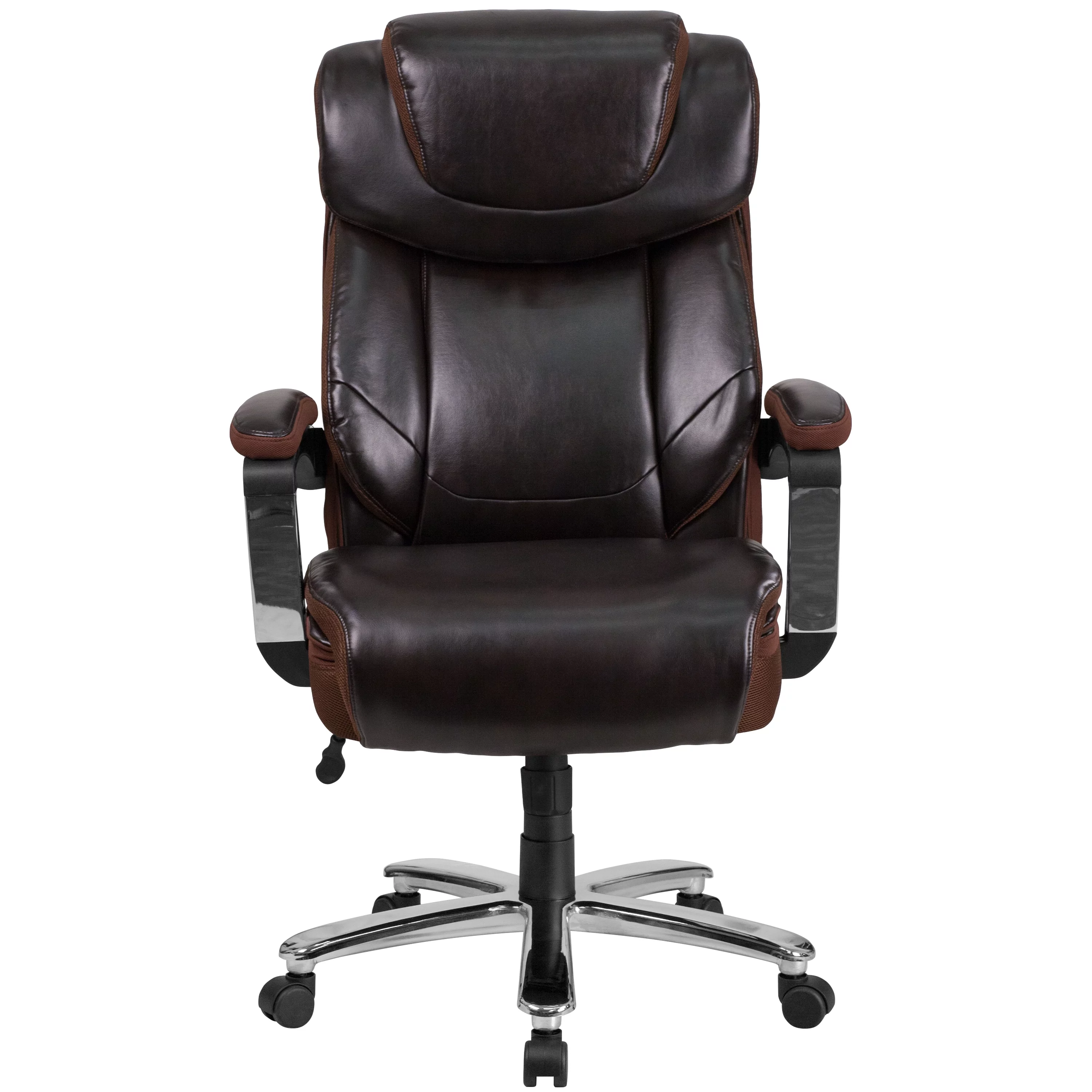 BizChair Big & Tall 500 lb. Rated Brown LeatherSoft Executive Swivel Ergonomic Office Chair with Adjustable Headrest