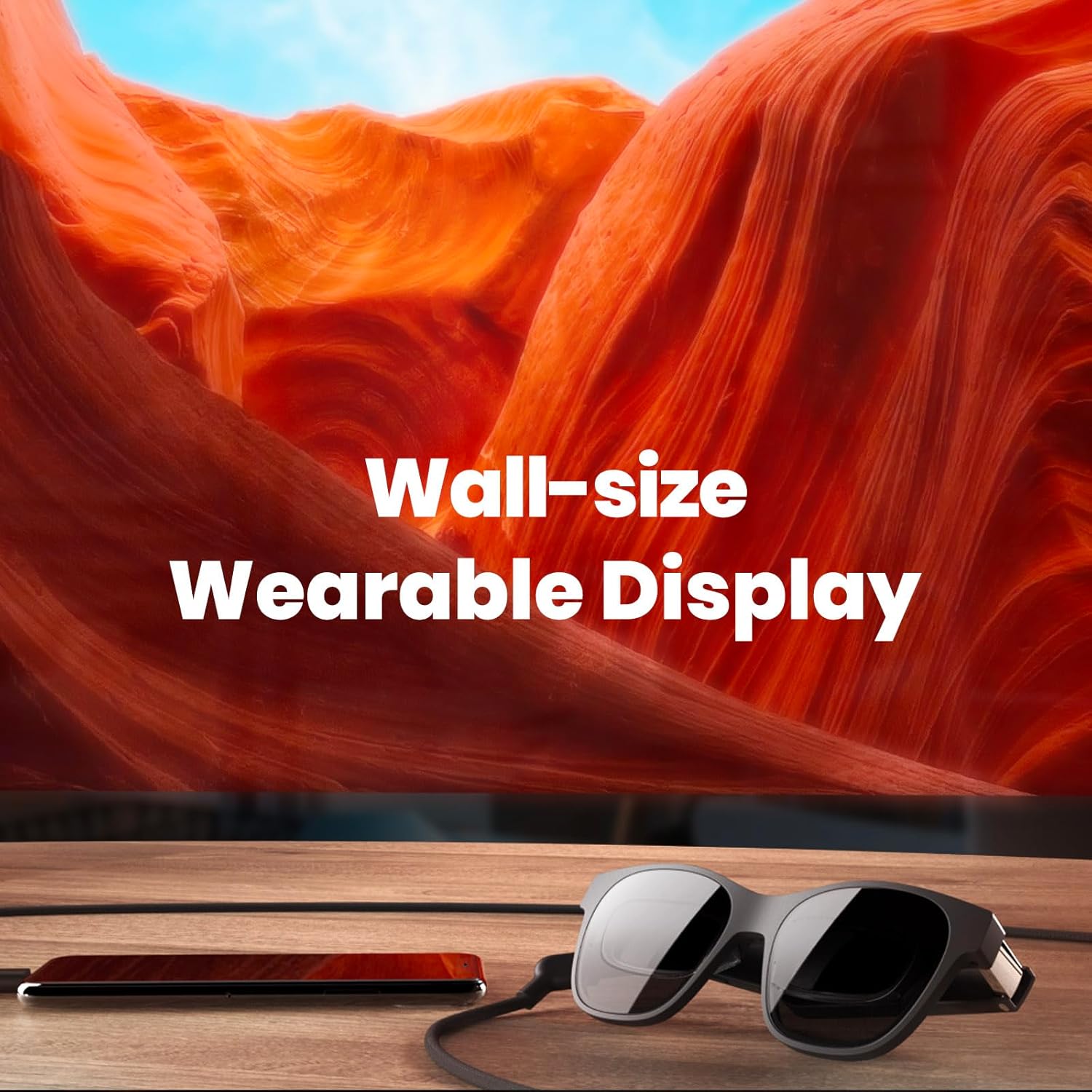 XREAL Air AR Glasses, Smart Glasses with Massive 201" Micro-OLED Virtual Theater, Augmented Reality Glasses, Watch, Stream