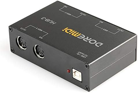 CAMOLA MIDI HUB Box, 3x3 MIDI to USB Interface, 3 in 3 out 5-pin USB MIDI Interface Converter for MIDI Device Connect to PC and Mac (MIDI HUB-3)