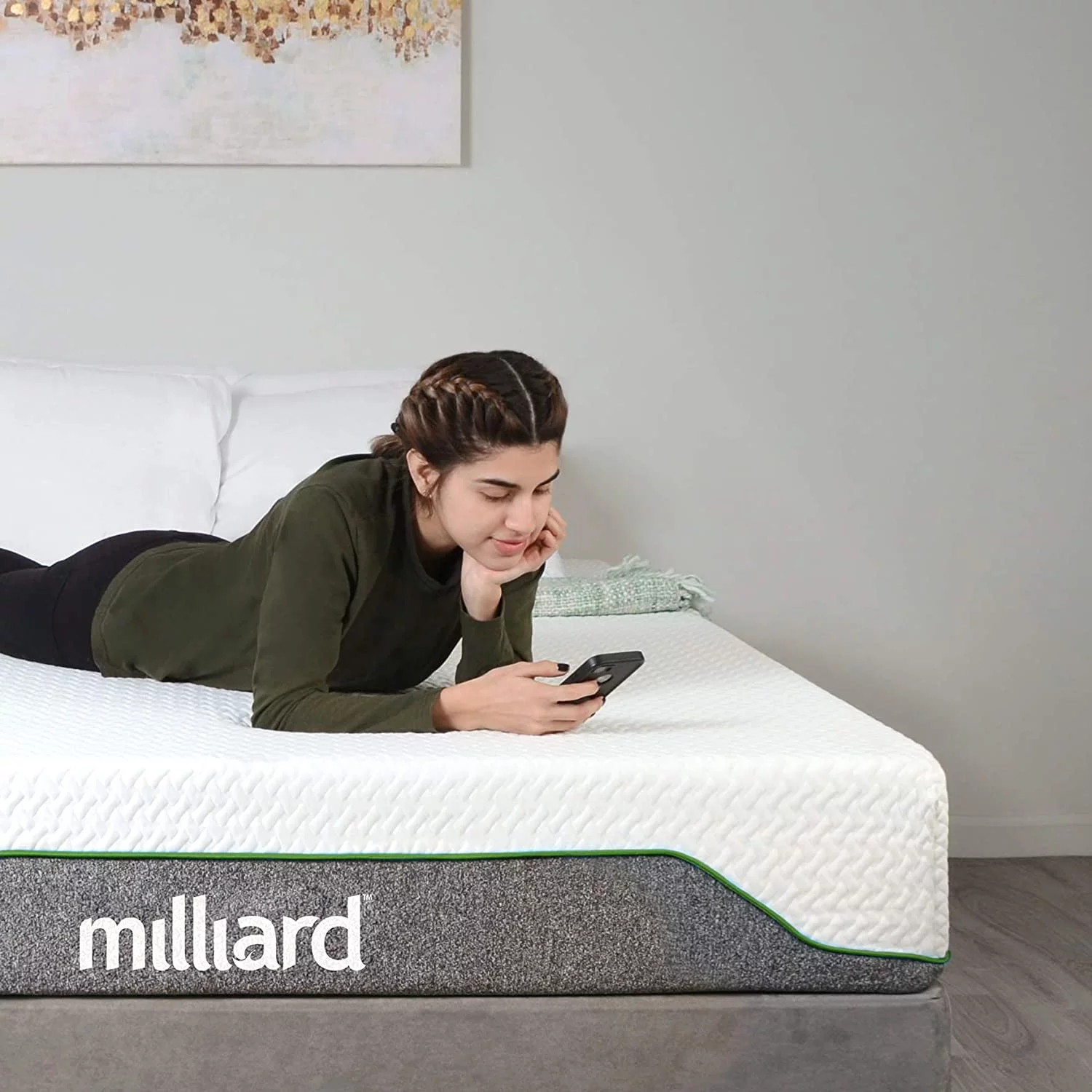 Milliard 10 inch Firm Memory Foam Mattress Bed-in-a-Box/Pressure Relieving, Classic (Queen)