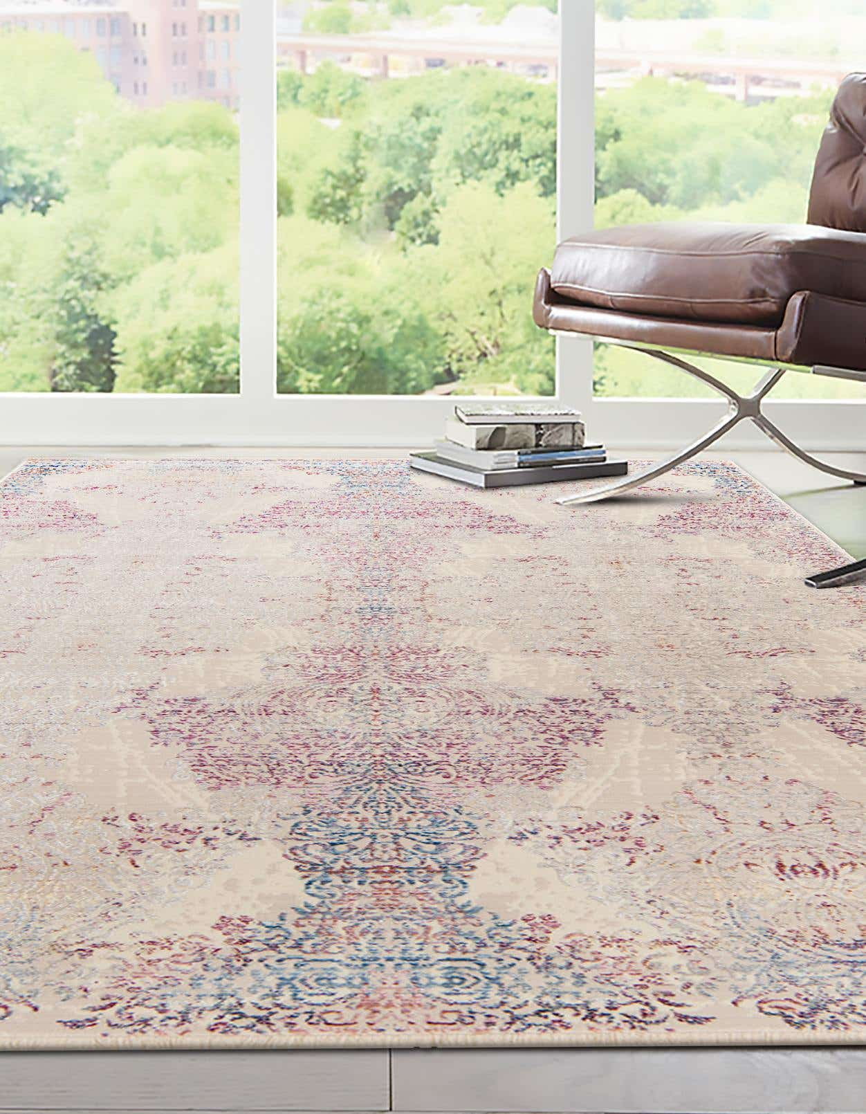 Rugs.com Deepa Collection Rug – 9' x 12' Ivory Medium Rug Perfect For Living Rooms, Large Dining Rooms, Open Floorplans
