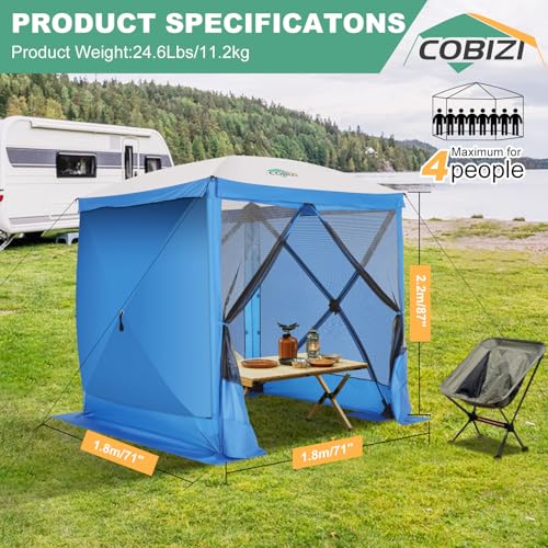 COBIZI 12x12ft Pop up Gazebo Screen Tent Screen House for Camping, Camping Outdoor Screened Gazebo, Canopy Tent