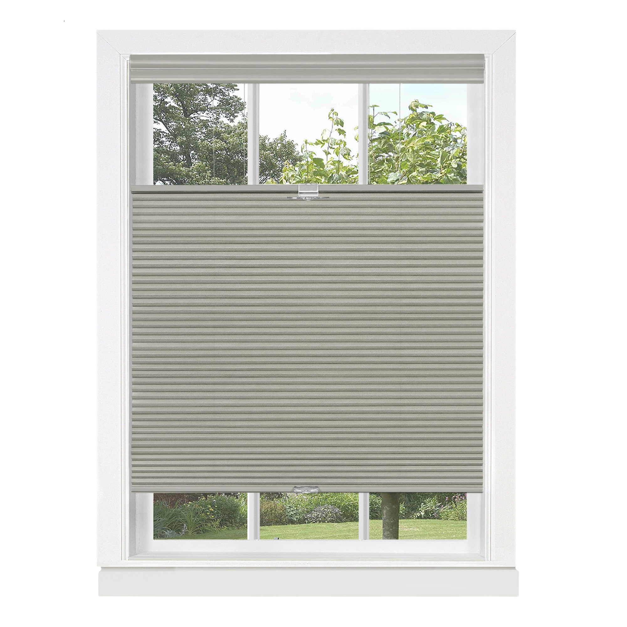 Simple Elegance by Ben&Jonah Top Down-Bottom Up Cordless Honeycomb Cellular Shade 23"L x 64"W Dove Grey