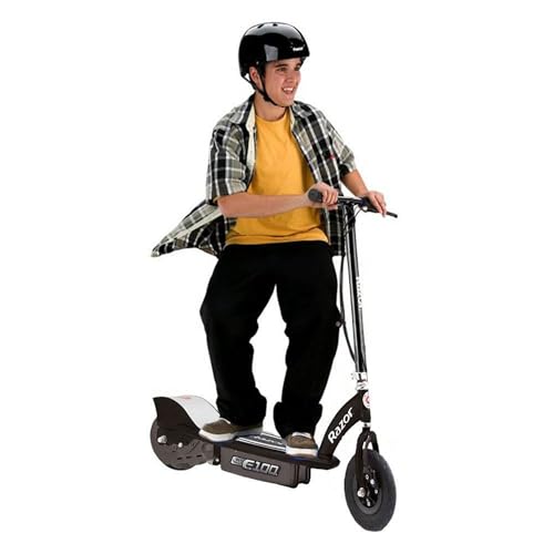 Razor E100 24 Volt Motorized Electric Kick Scooter with 8 Inch Pneumatic Tires and Rechargeable Battery for Kids Aged 8 and Up, Black