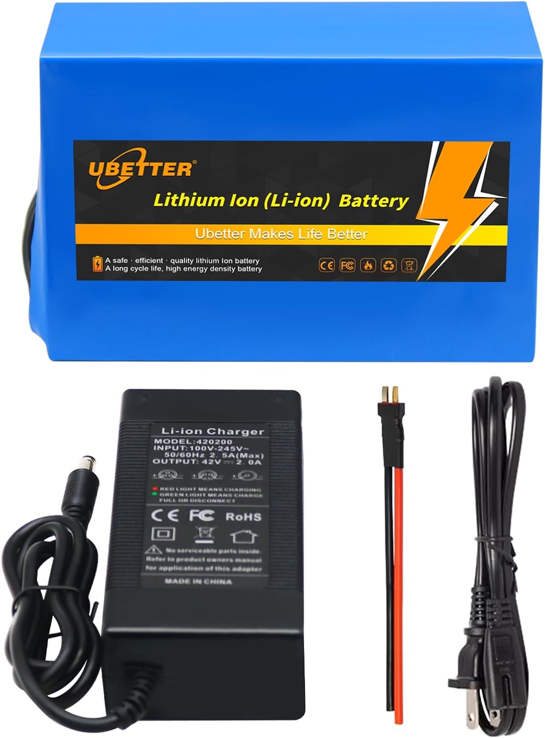 TWV 36V 20Ah Ebike Battery 36/48 Volt 8Ah 10Ah 20Ah Lithium Battery Pack with 2A Fast Charger, 30A BMS for 200W-1000W Electric Bicycle Motor