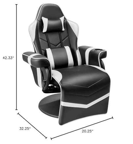 Homall Computer Racing Style Pu Leather Ergonomic Adjusted Reclining Video Gaming Single Sofa Chair with Footrest Headrest and Lumbar Support (Black)
