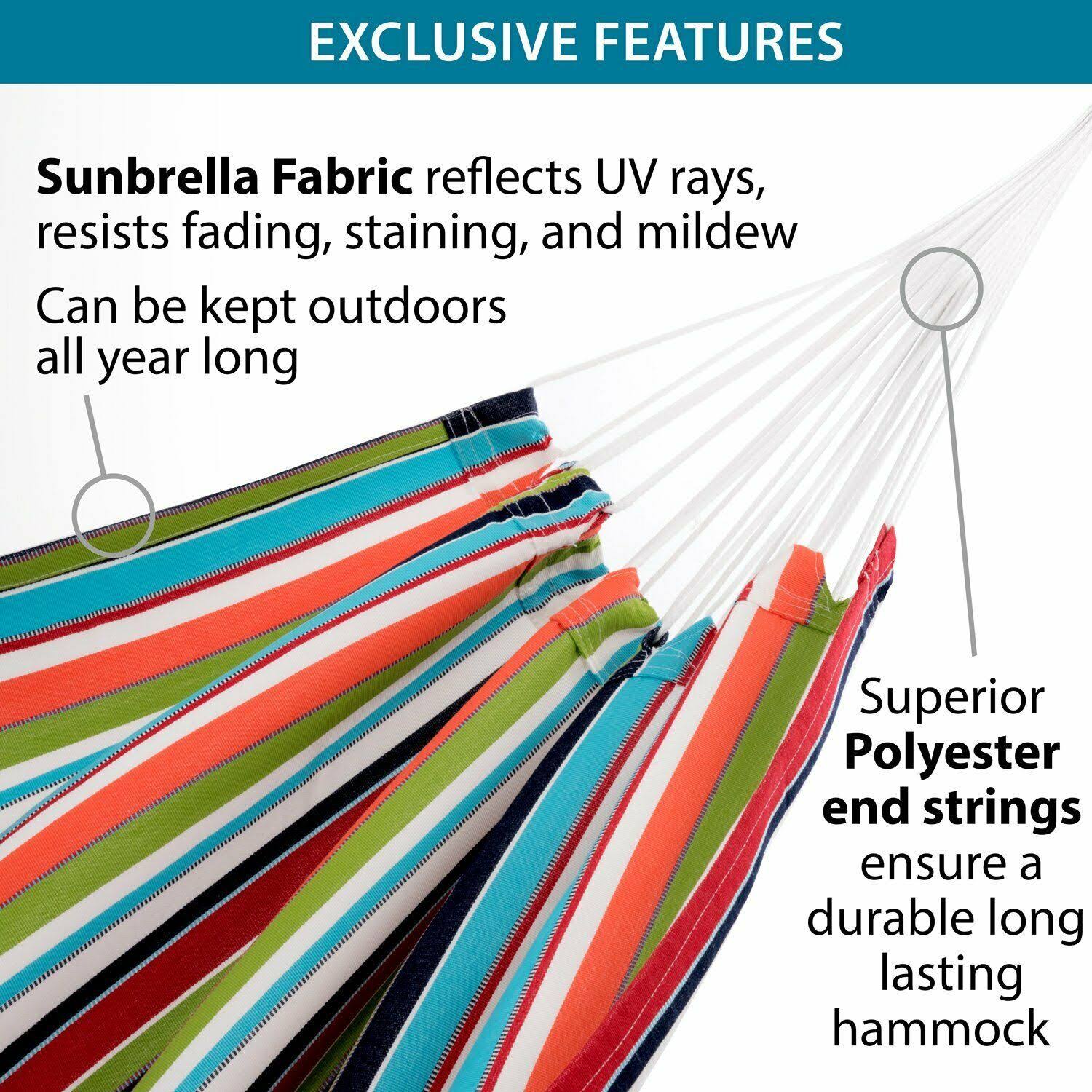 Vivere Brazilian Double Sunbrella Carousel Confetti Hammock