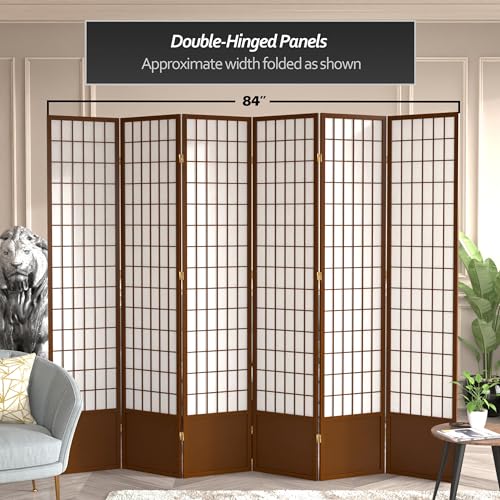 Red Lantern 7 ft. Tall Window Pane Shoji Screen-White-3 Panels Room Divider