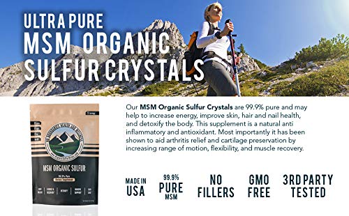 MSM Organic Sulfur Crystals by No Boundaries Health and Wellness – All-Natural, Premium Health Supplement: 99.9% Pure MSM – Benefits: Joint Pain