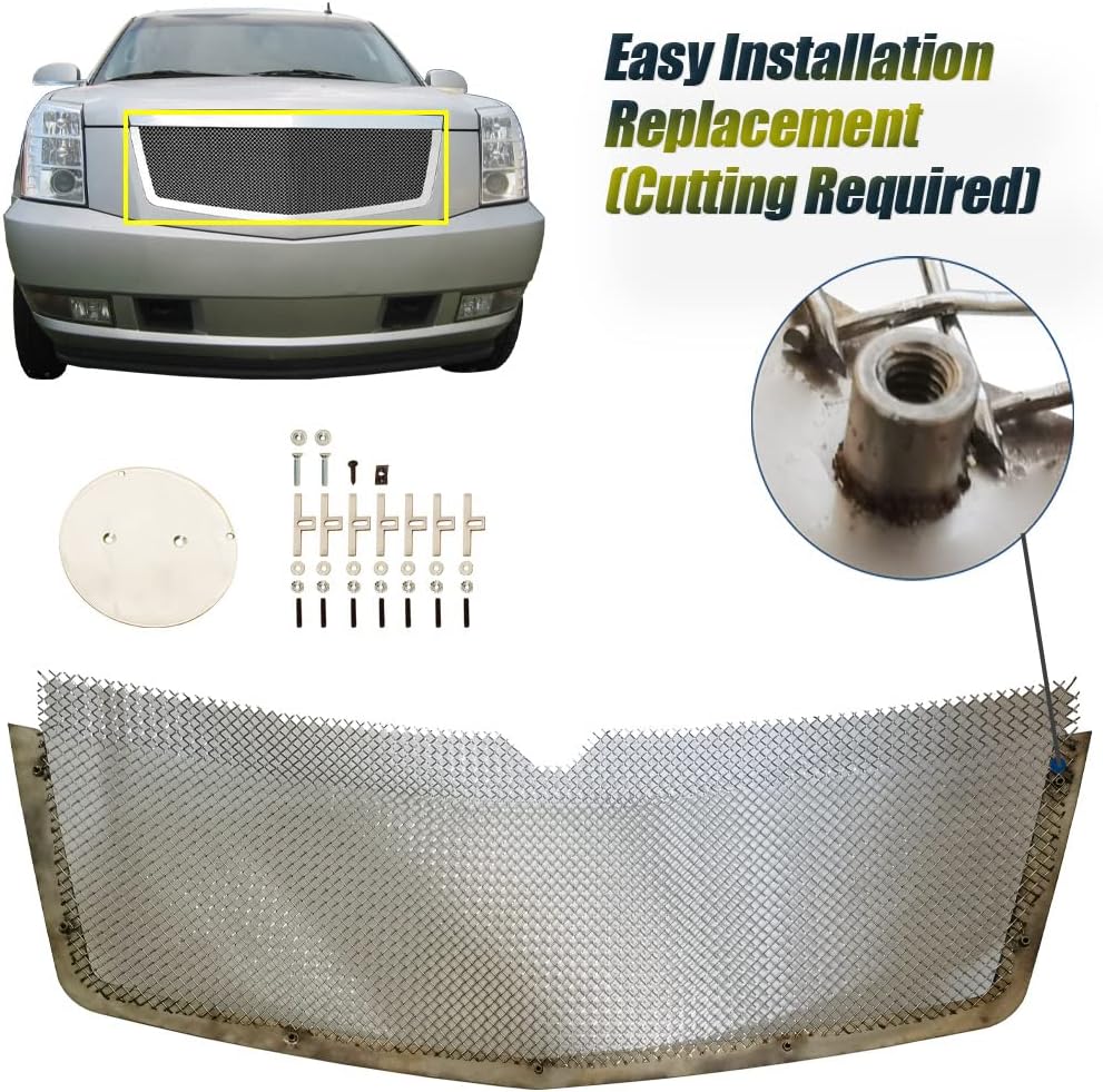 Stainless Steel Mesh Grille Chrome Grill Insert Fits Cadillac Escalade 2007-2014 Not Fit Platinum And Hybrid