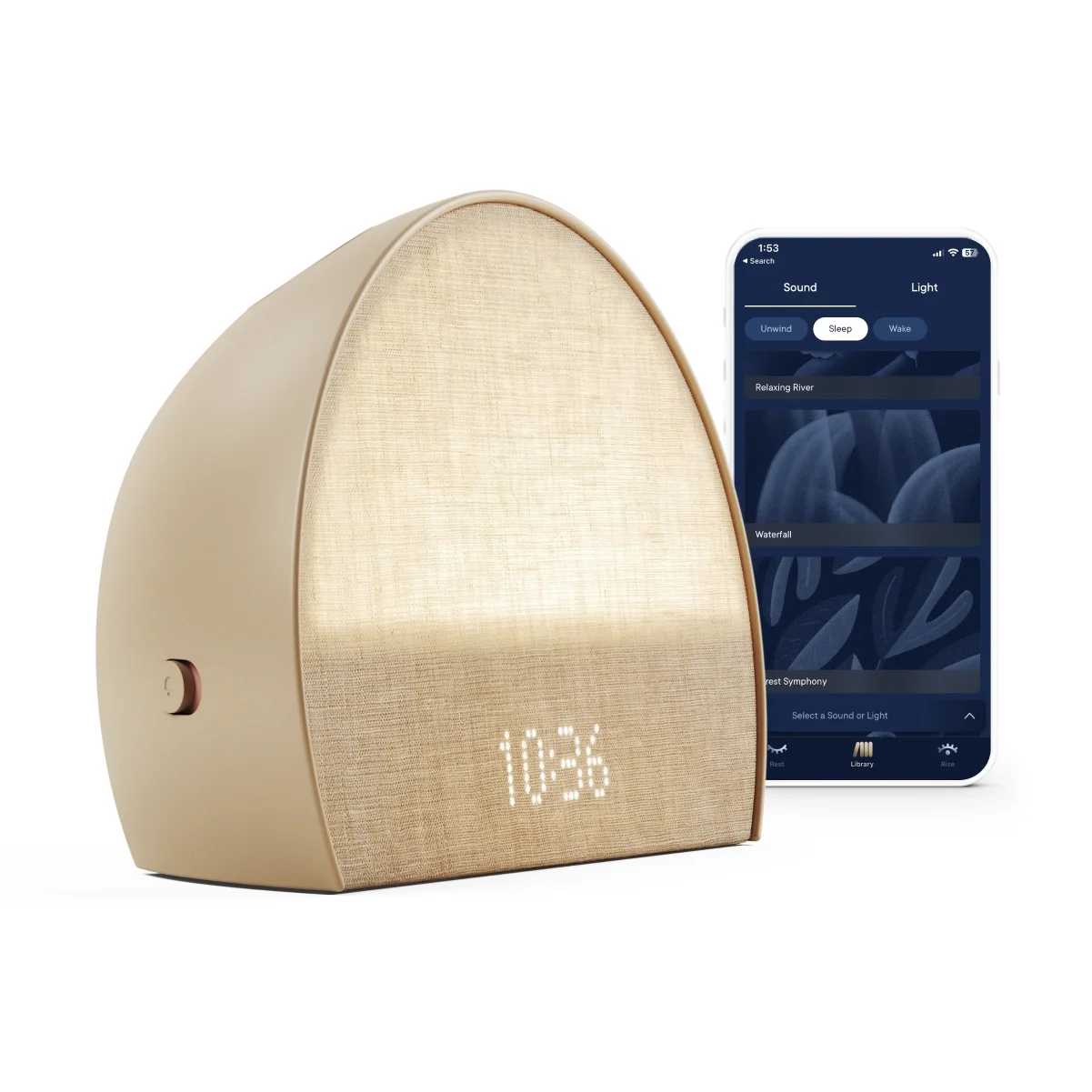 Hatch Restore 2 Sunrise Alarm Clock, Sound Machine, Smart Light (Latte) ー Your Bedside Sleep Guide, White Noise, Custom Sleep Routines