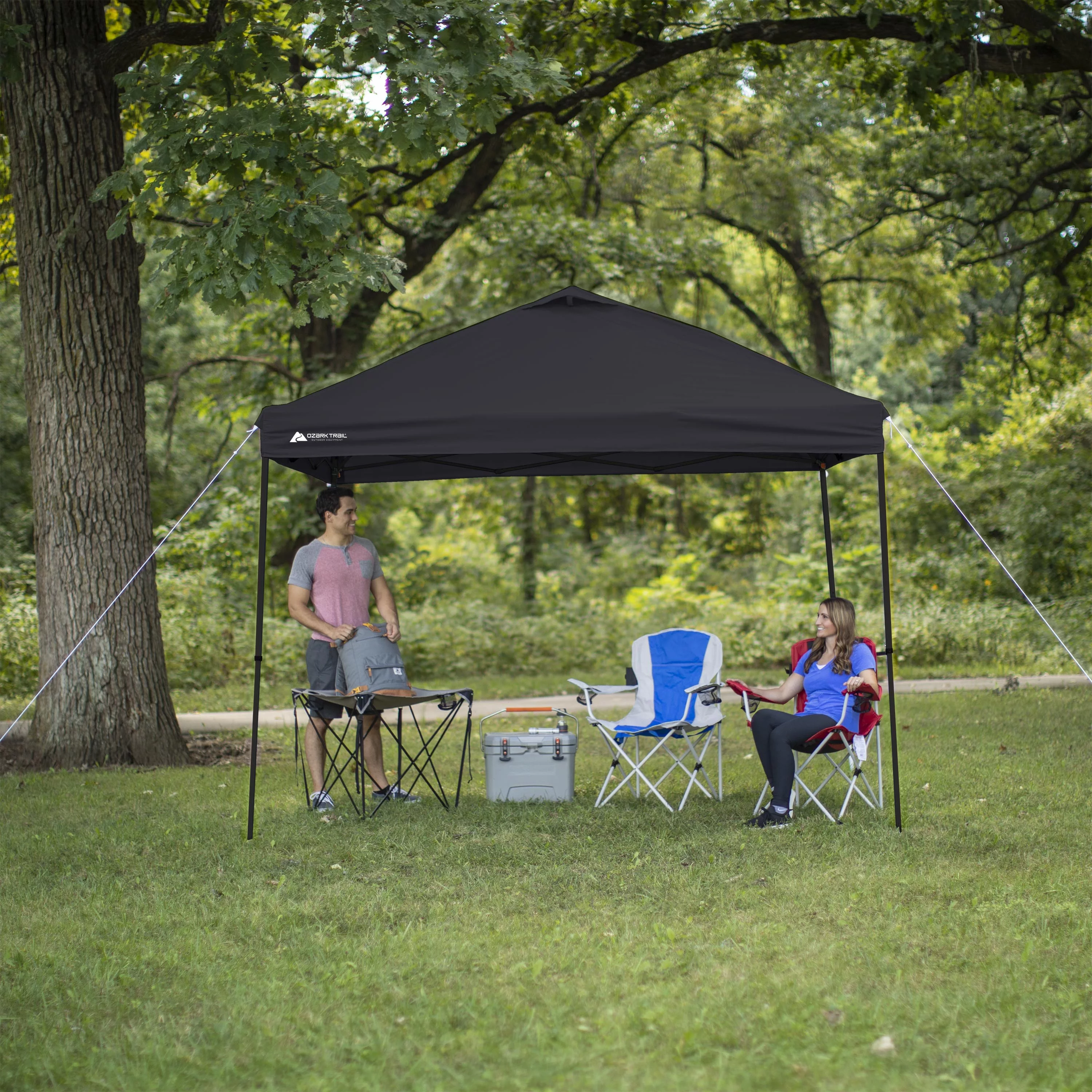 Ozark Trail Simple Push Straight Leg Instant Canopy, White, 10 ft x 10 ft