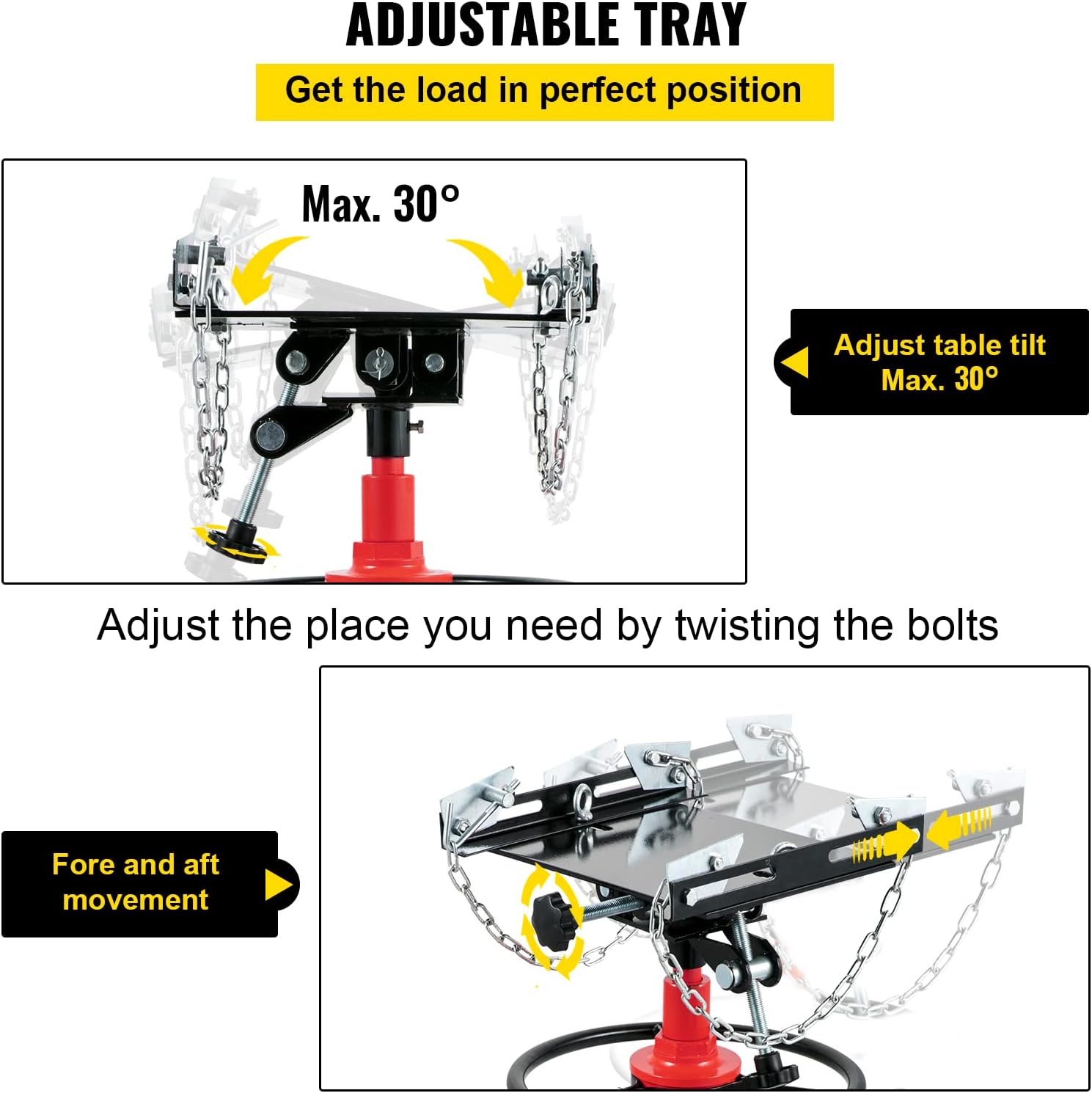 VEVOR Transmission Jack,1/2Ton/1100lbs Capacity Hydraulic Telescopic Transmission Jack, 2-Stage Floor Jack Stand with Foot Pedal, 360° Swivel Wheel