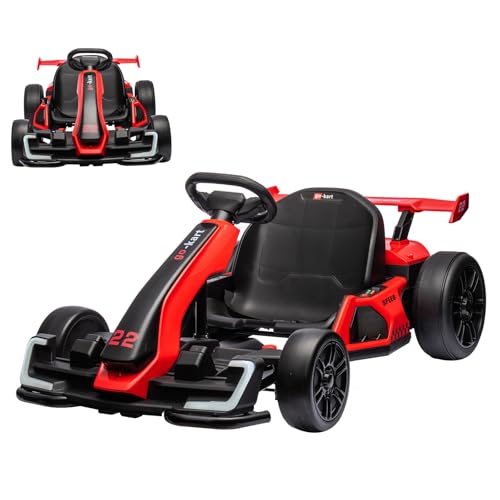 24V Electric Go Kart for Kids，Powerful Drift Kart with 2 * 150W Motors, Adjustable Seat