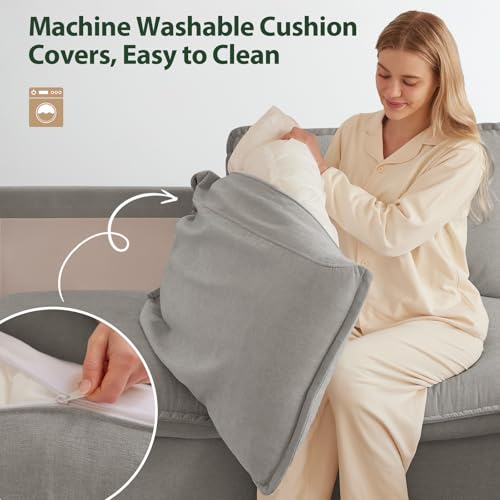 Cloud Couch Sectional for Living Room L Shaped Couch Modular Sectional Sofa Chenille Fabric for Apartment Ivory Beige