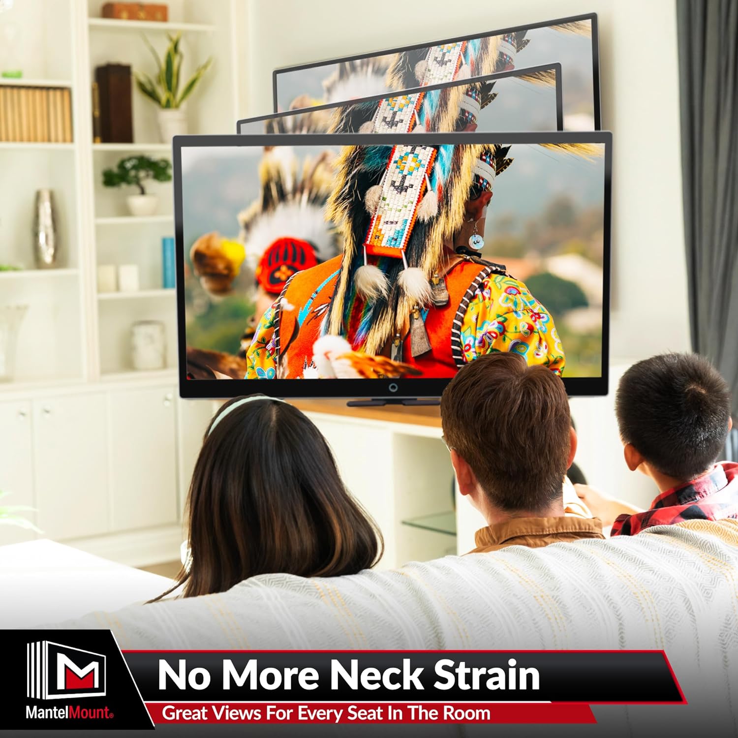 MantelMount MM540 - Above Fireplace Pull Down TV Mount for 40" to 80" Screen TVs to 90 lbs, with Patented auto-straightening, Adjustable Stops