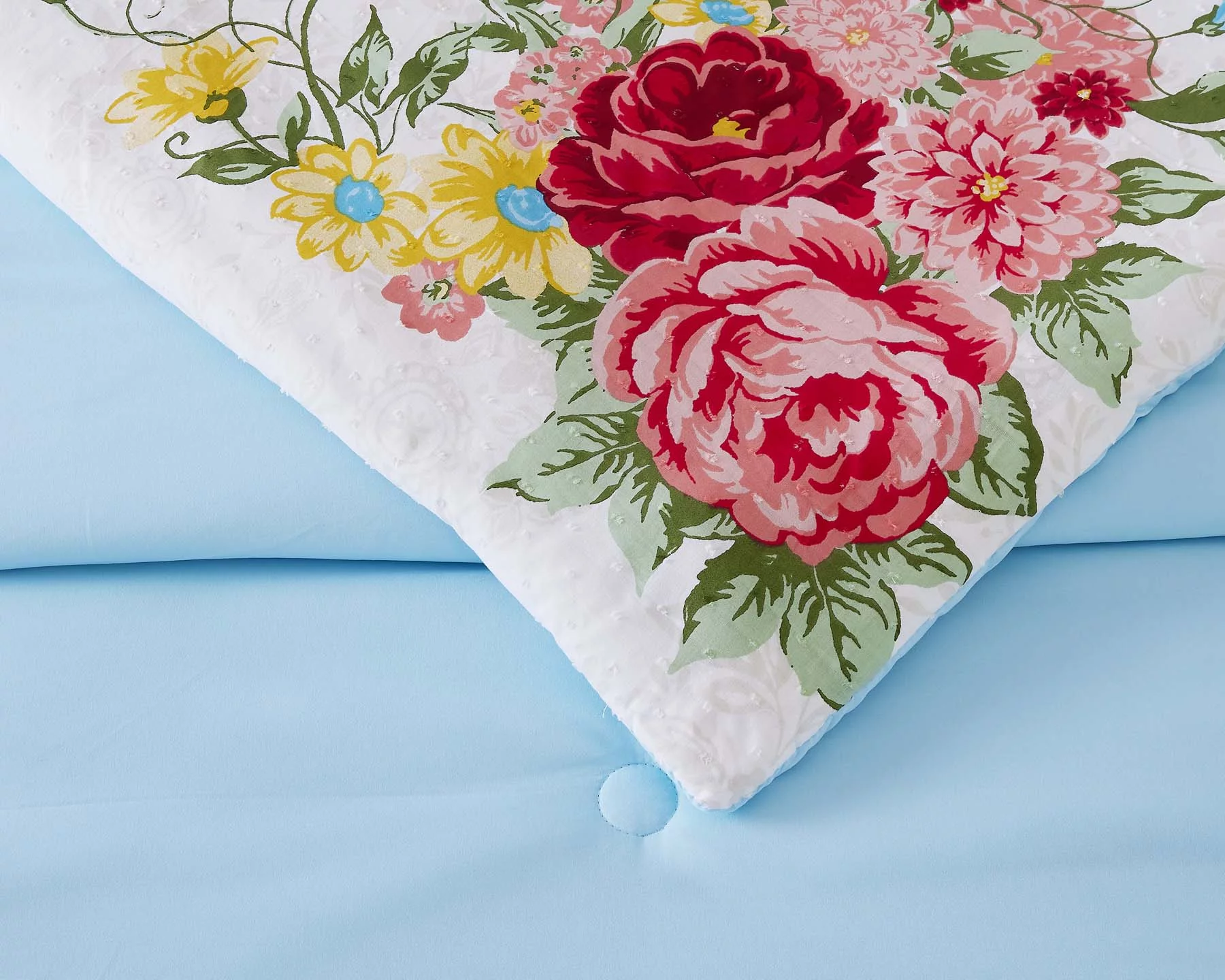 The Pioneer Woman Blue Cotton Sweet Rose 4-Piece Comforter Set, Full / Queen - Curated Treasures Market