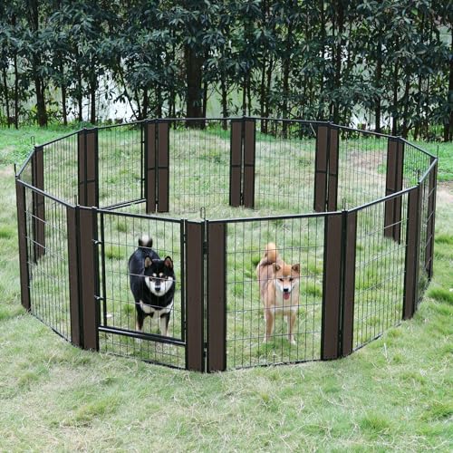 Heavy Duty Dog Playpen 32 Inch Height - Indoor Outdoor Pet Fence Enclosure for Medium and Small Dogs