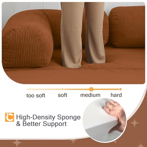 COMAX Folding Sofa Bed, Convertible Chair Bed Corduroy 3-in-1 Foldable Floor Couch with High-Density Foam, Futon Sofa Sleeper Mattress