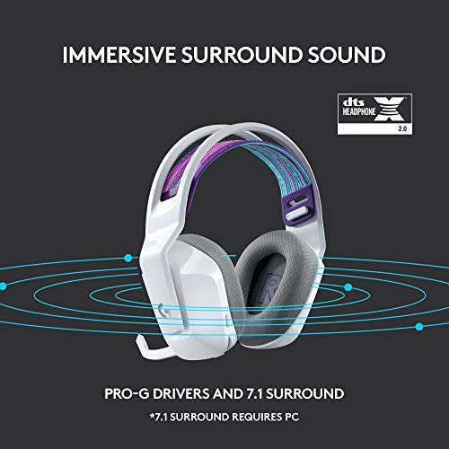 Logitech G733 Lightspeed Wireless Gaming Headset, Suspension Headband, Lightsync RGB, Blue VO!CE Mic, PRO-G Audio – Black, Gaming Headset Wireless
