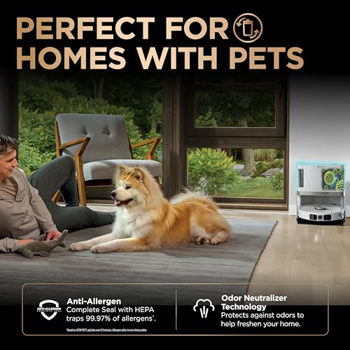 Shark Robot Vacuum & Mop Combo, PowerDetect NeverTouch Pro, Self-Emptying, Self-Refill with Self-Clean Pad Wash & Dry, 60-Day Debris Capacity