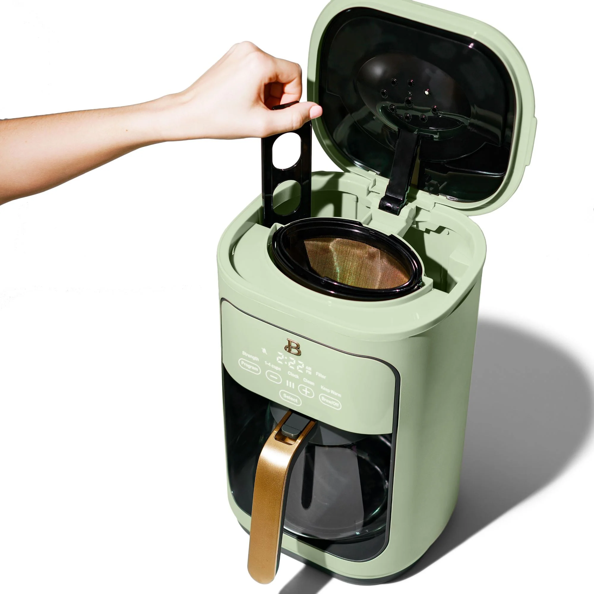 Beautiful 14-Cup Programmable Drip Coffee Maker with Touch-Activated Display, Rose by Drew Barrymore