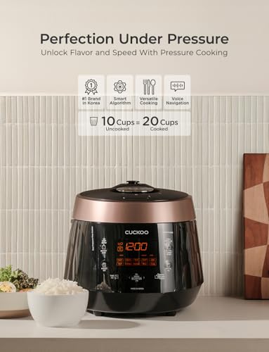 CUCKOO CRP-P0609S 6-Cup (Uncooked) / 12-Cup (Cooked) High Pressure Rice Cooker & Warmer with Nonstick Inner Pot, 12 Menu Options, Fuzzy Logic Tech